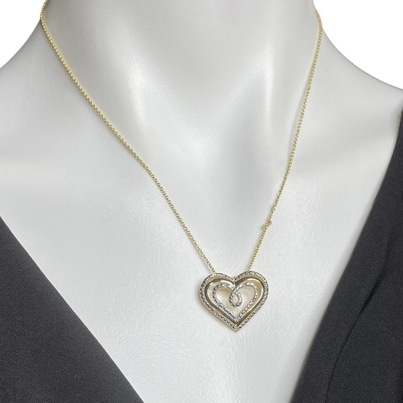 Diamond chip two tone triple heart necklace - Picture 1 of 5
